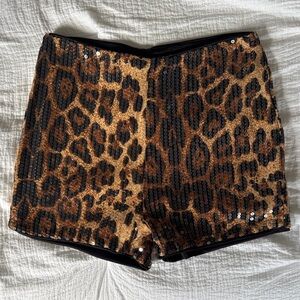 Leopard Print Sequin Women's Shorts